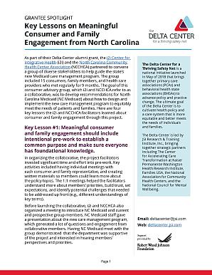 Key Lessons on Meaningful Consumer and Family Engagement from North Carolina