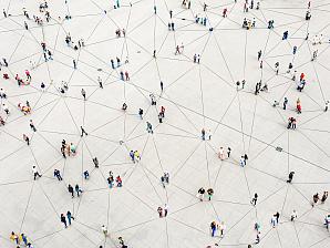 Network of people connected by lines